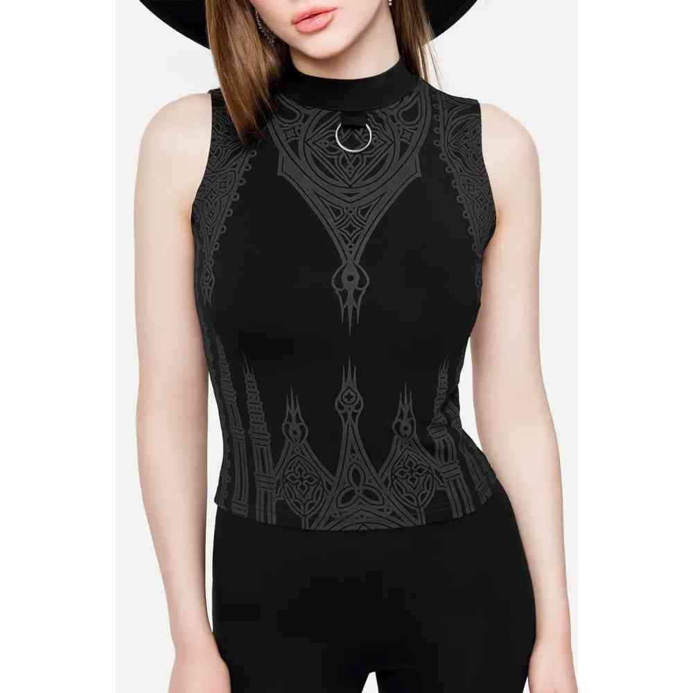 Restyle - Sinful Spires ORing Mouwloze top - Zwart